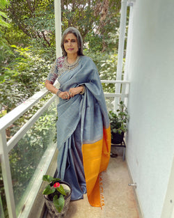 EE-W02742 Grey Kanchi Silk Sari