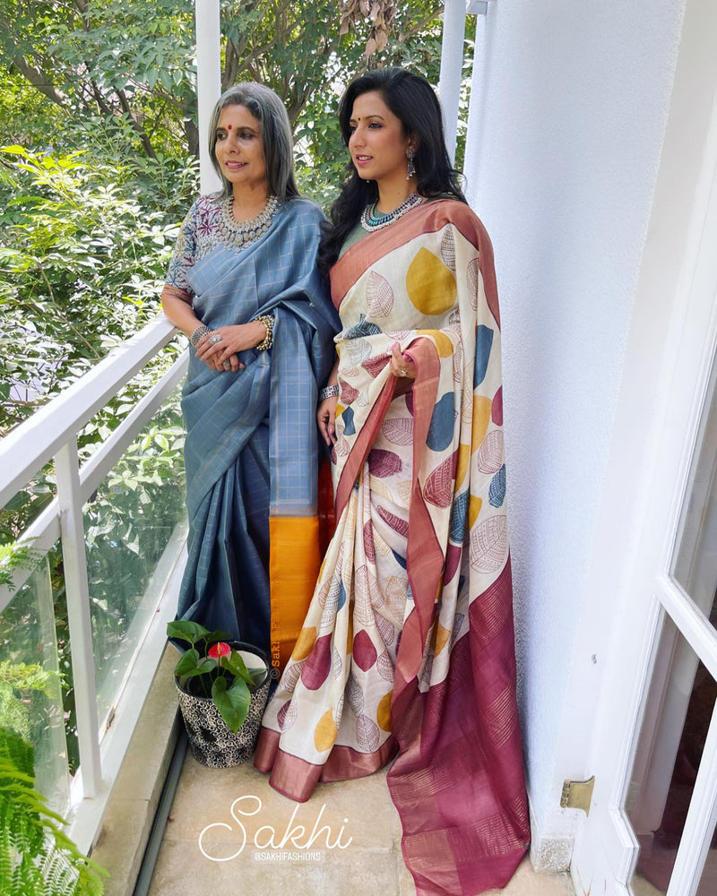 EE-W02742 Grey Kanchi Silk Sari