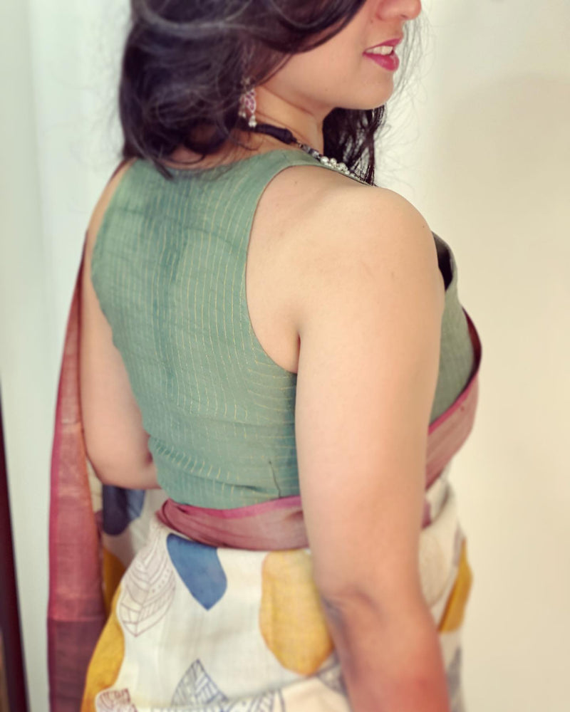 EE-W01408 Tussar Leaf Saree
