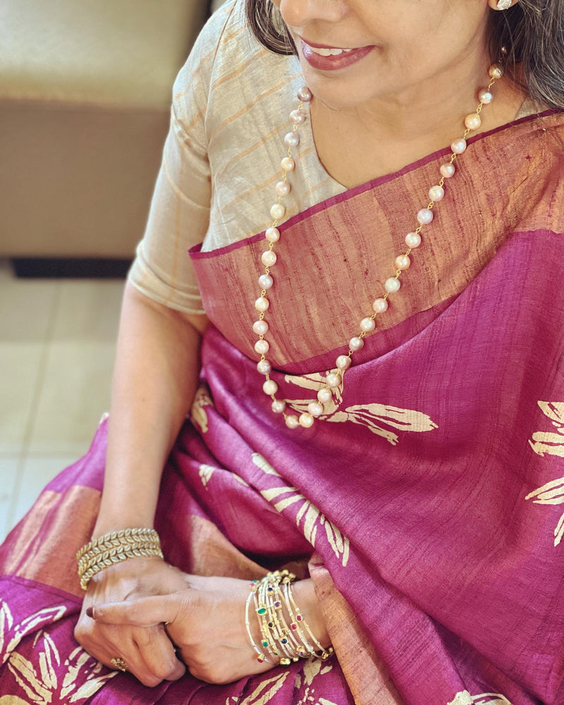 EE-V06851 Tussar Burgundy Saree