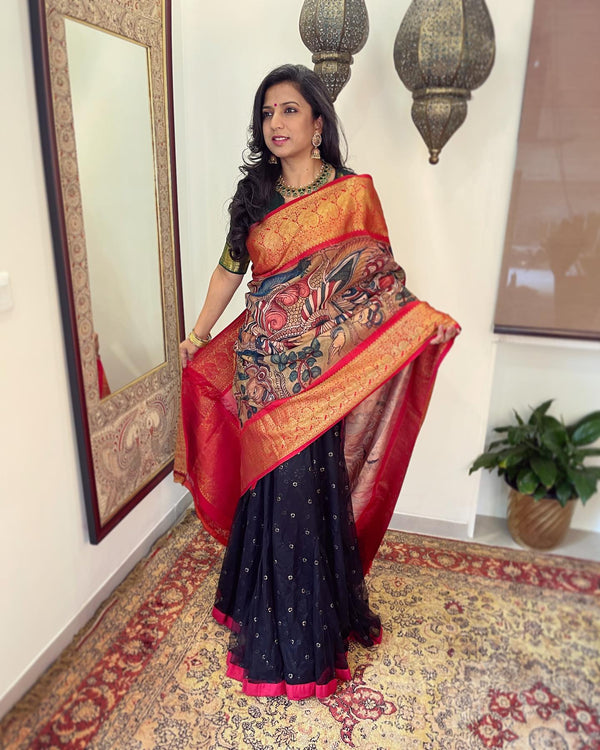 EE-W05058S Kalamkari Kanchi ReadySari