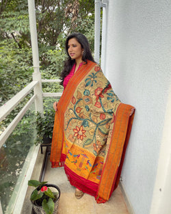 EE-W05056 Kalamkari Paithani Dupatta