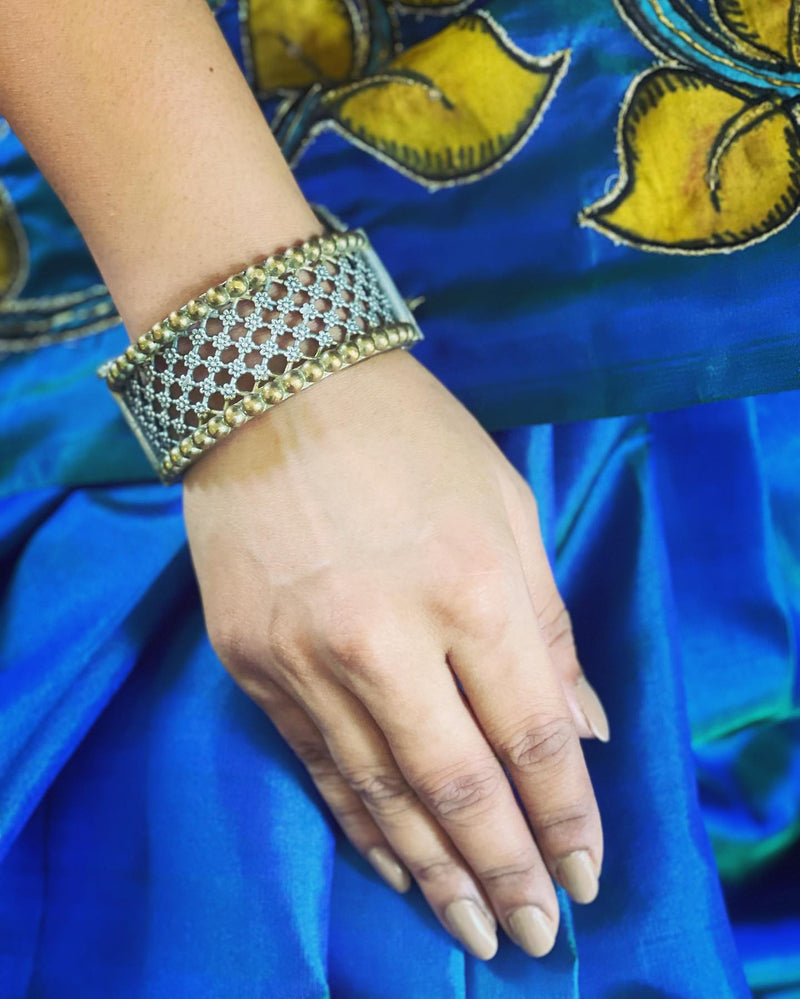 EE-W06361 Blue Kalam Kanchi Sari