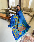 EE-W06361 Blue Kalam Kanchi Sari
