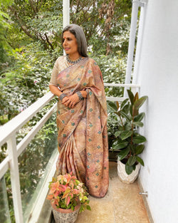 EE-V17880 Tussar embroidered Sari
