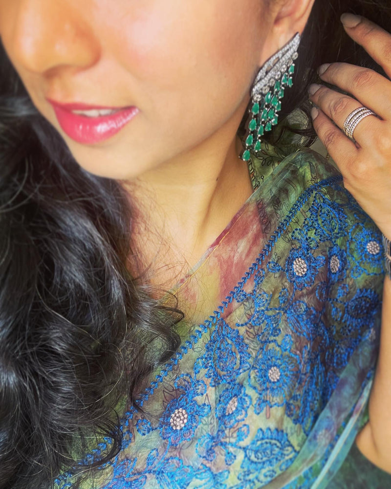 EE-V19532 Organza Floral sari