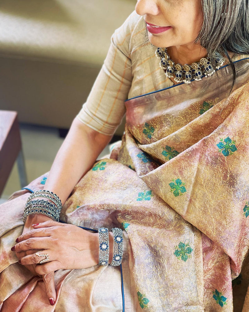 EE-V17880 Tussar embroidered Sari