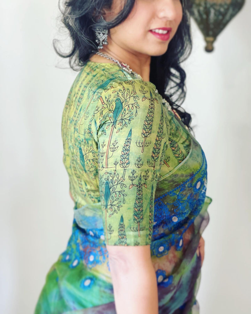 EE-V19532 Organza Floral sari