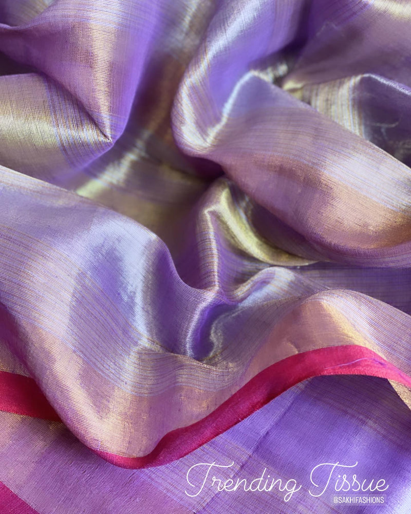 EE-W06695 Lilac Tissue Cotton Sari