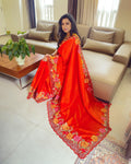 EE-W08571 Orange Kanchi Cutwork