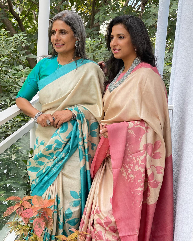 EE-V18655 Pink Tussar Saree