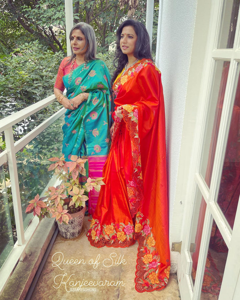 EE-W08567 Blue Pink Kanchi Sari