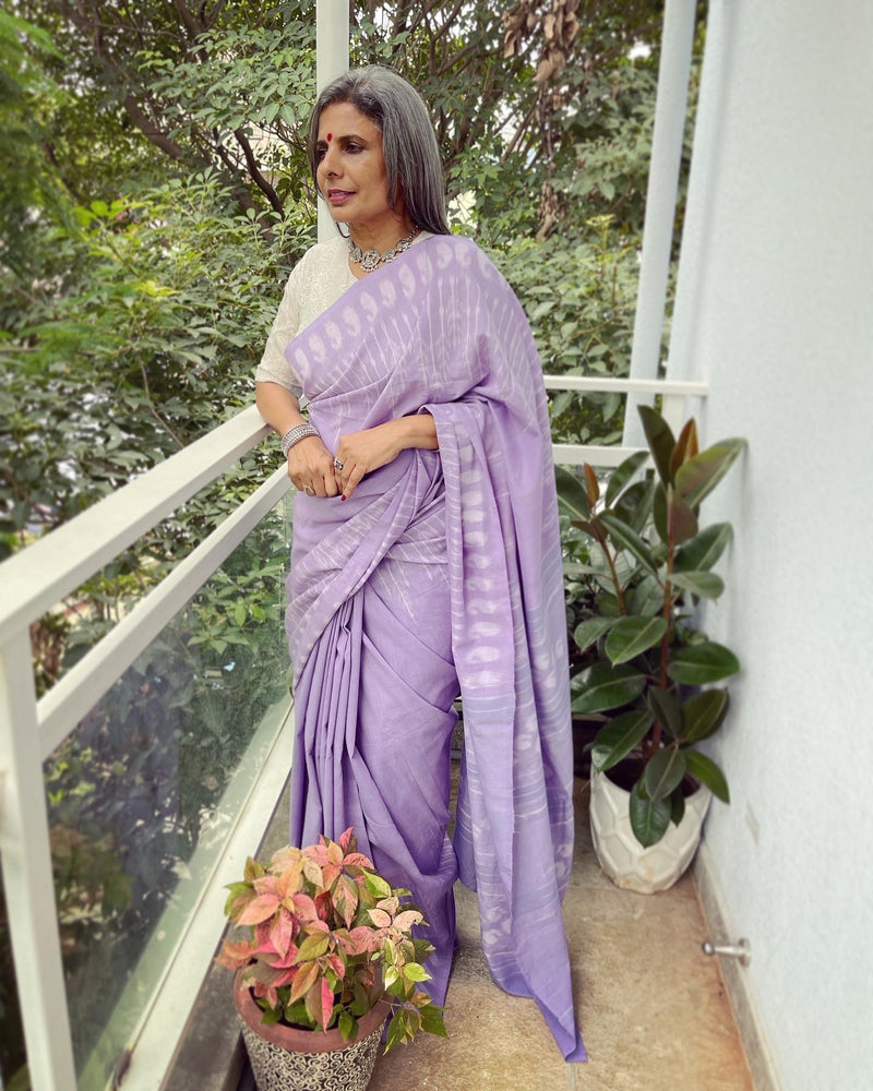 EE-W05786 Lilac Ikat Saree