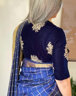 BL-S14729 Blue Velvet Blouse