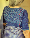 BL-W09628 Blue Hand-emb Blouse