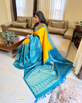 EE-W10126 Yellow Blue Kanchi Cutwork