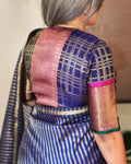 BL-W08216 Kanchi Blue Brocade Blouse
