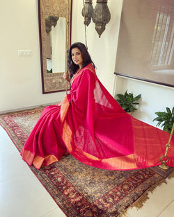 EE-W09179 Red rawsilk sari