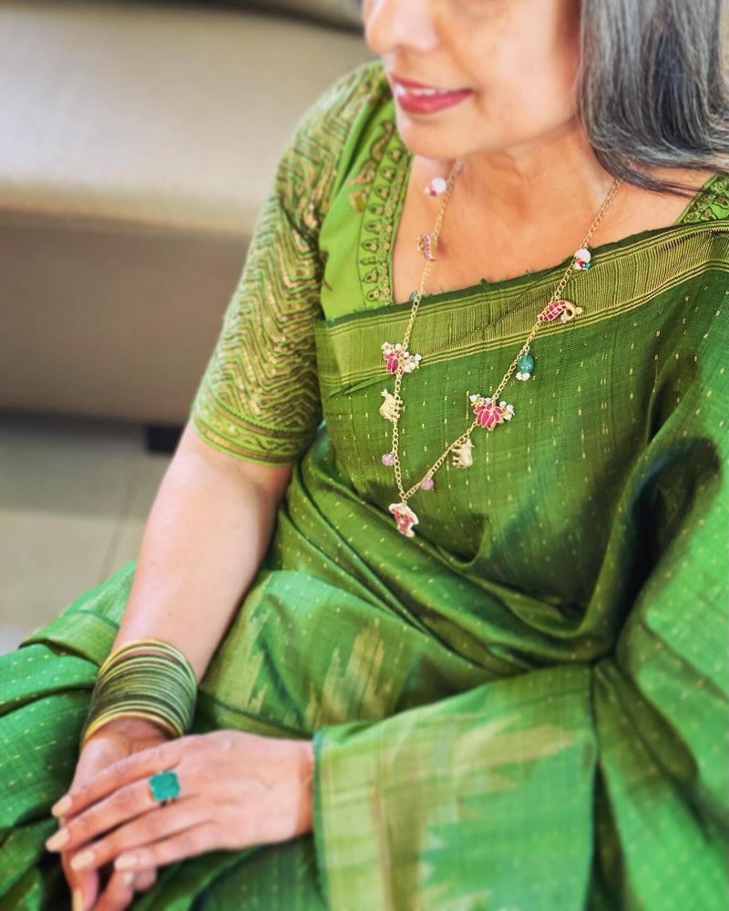 EE-W09183 Green Rawsilk Sari