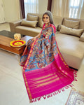 EE-W07579 Kalamkari Kanchi Silk