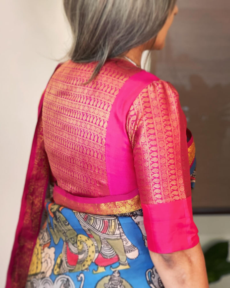 EE-W07579 Kalamkari Kanchi Silk