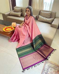 EE-W07769 Pink Double Pallu Kanchi