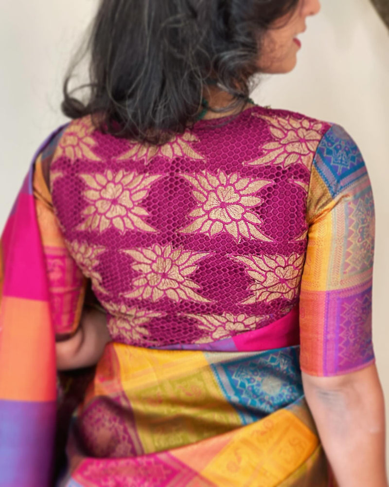 EE-W08356 Check Kanjeevaram Multi