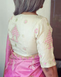 BL-W08225 Cream Tussar Kasuthi Blouse