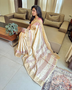 EE-W10762 Cream Tussar Cutwork