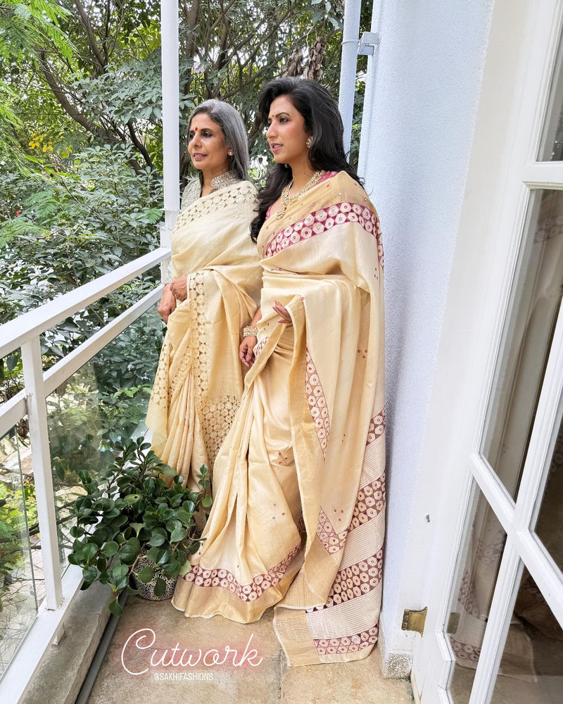EE-W10762 Cream Tussar Cutwork
