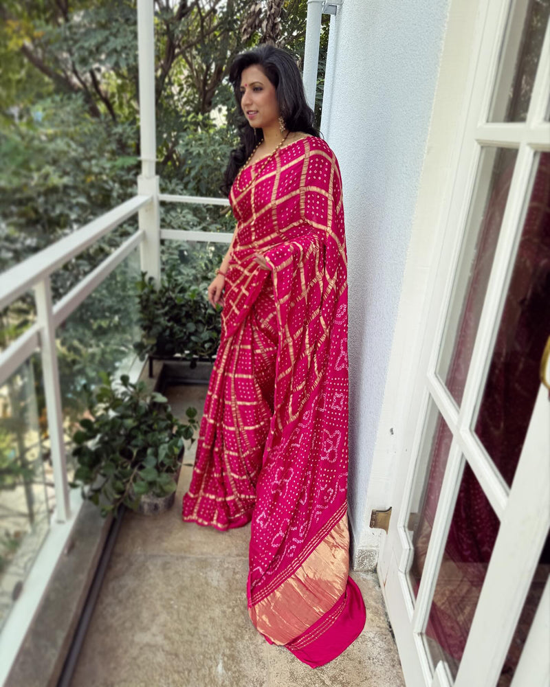 EE-W11075 Pink Gharchola Saree