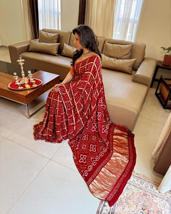 EE-W11076 Red Gharchola Saree