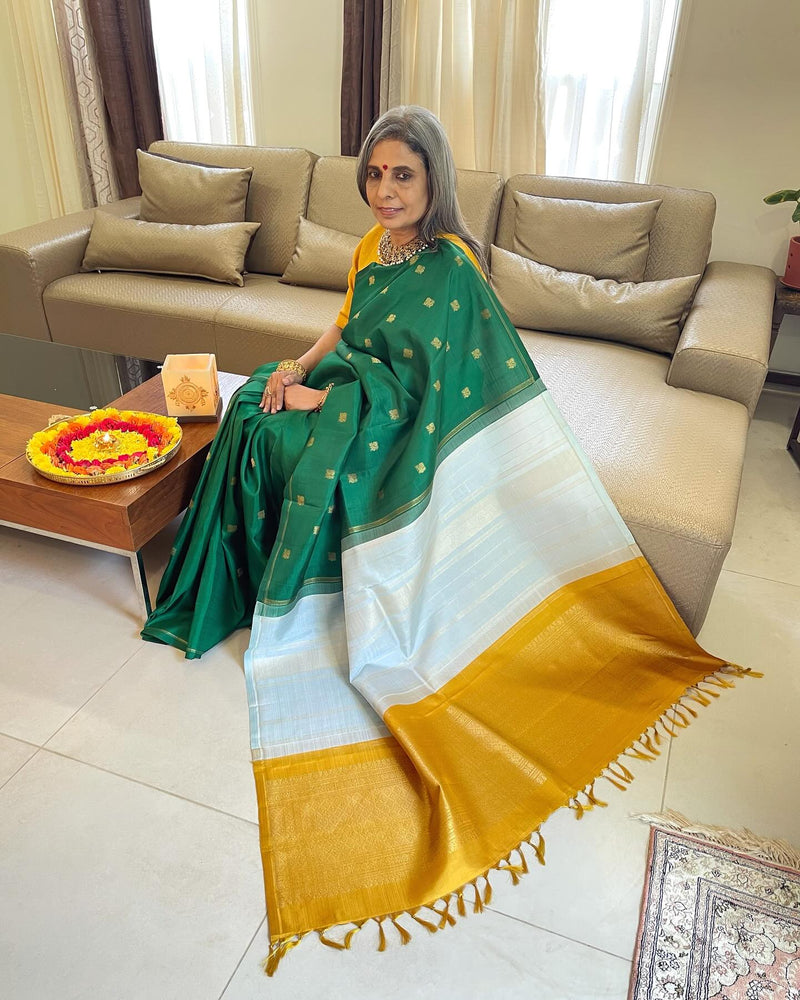EE-W07767 Green Double Pallu Kanchi