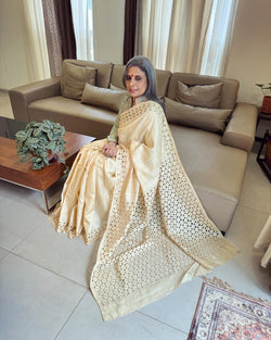 EE-W07408 Cream Tussar Cutwork