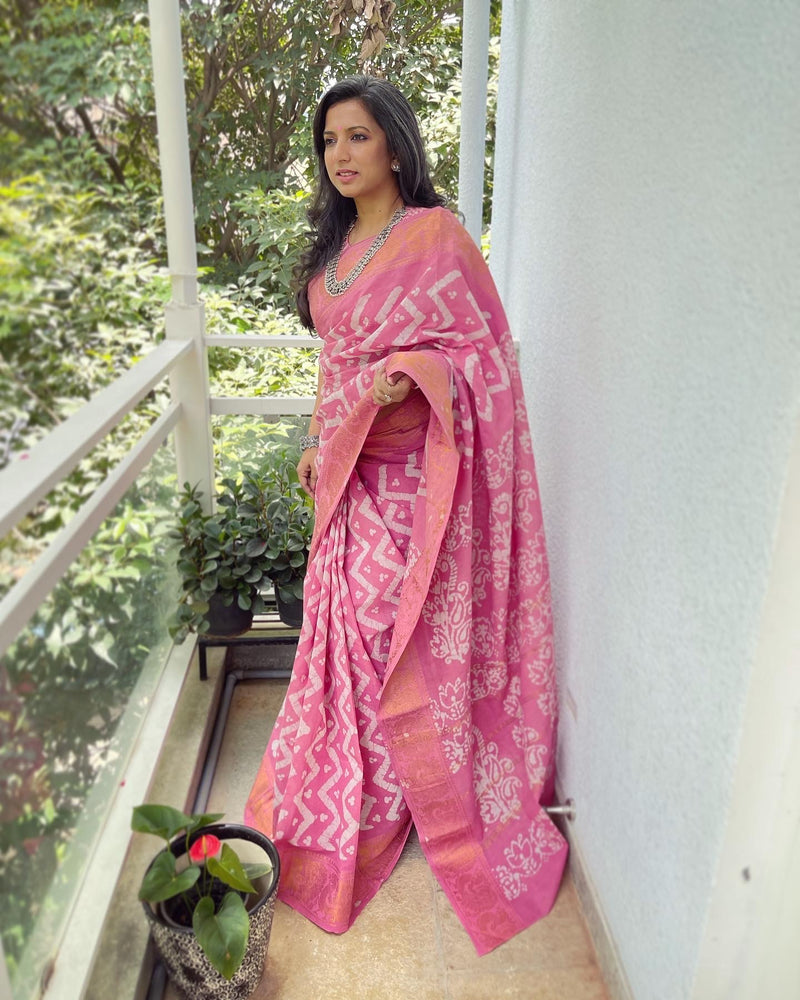 EE-W06256 Pink Madurai Cotton