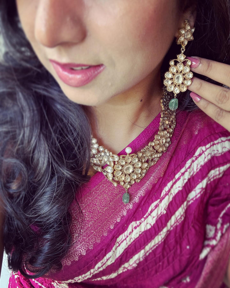 EE-W06353 Pink embroidered sari