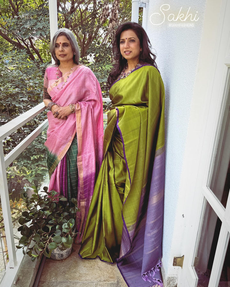 EE-W10241 Olive Purple Kanchi sari