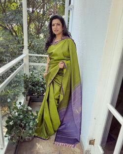 EE-W10241 Olive Purple Kanchi sari
