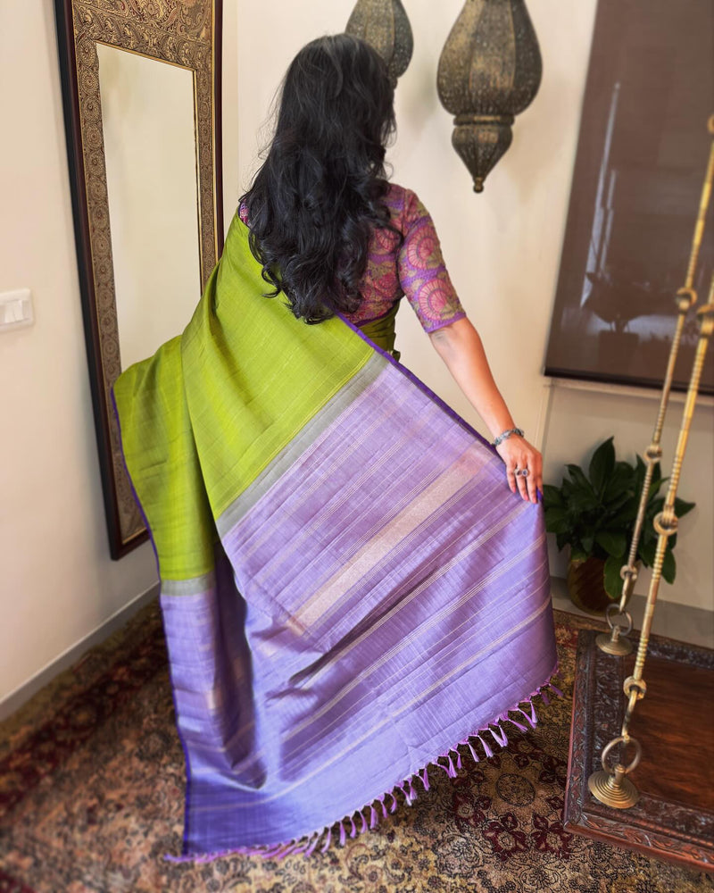 EE-W10241 Olive Purple Kanchi sari