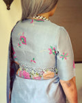 BL-W23125 Grey Kanchi BlouseF