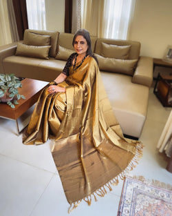EE-W12610 Gold Tissue Saree