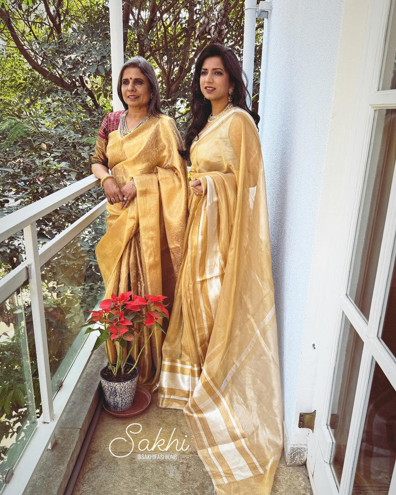 EE-W15606 Gold Tissue Saree