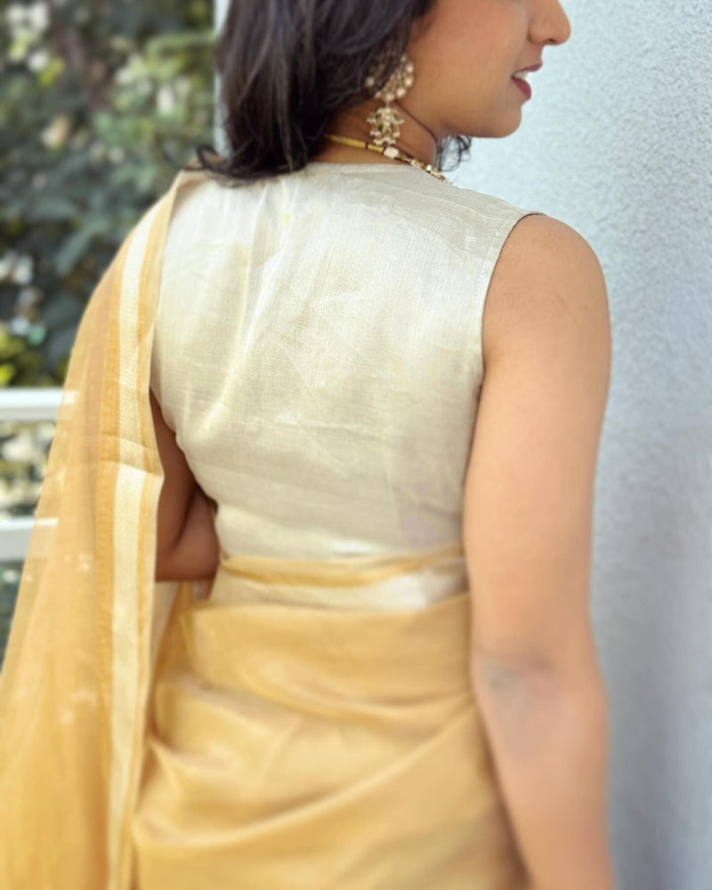 EE-W15606 Gold Tissue Saree