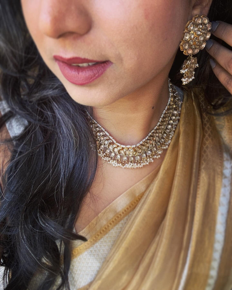 EE-W15606 Gold Tissue Saree