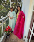 EE-V12795 Rani Pink Organza Dupatta