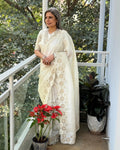 EE-W02929 Cream Tussar Sari