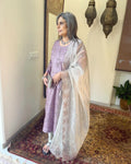 EE-W08766 Lilac Tussar Cutwork Top