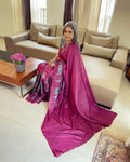 EE-W06786 Magenta Tussar sari