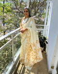 EE-X00305 Cream handpainted Sari