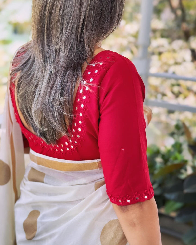 BL-W04084 Red Cotton Blouse